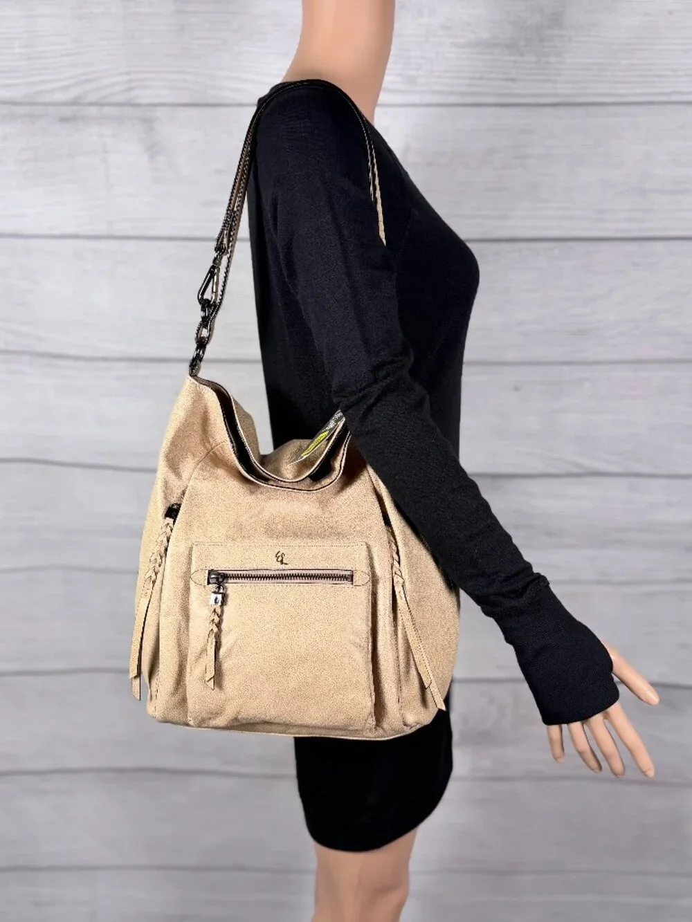 NWT Elliott Lucca Vivien Foldover Hobo Truffle Taupe Leather Bag 👜